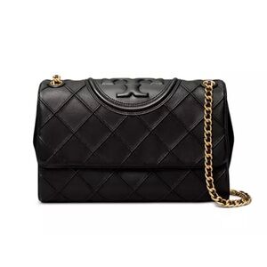 LAST ONE New Tory Burch Large Soft Fleming Leather Shoulder Crossbody Bag Black